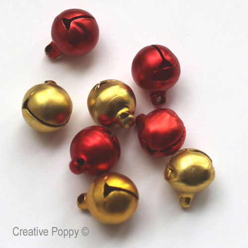 mini grelots dorés métallisés pour broderies de Noël