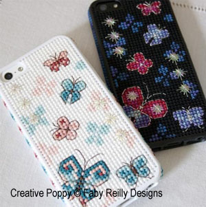 <b>Coques Papillons pour iPhones</b><br/>grille point de croix<br />création <b>Faby Reilly</b>