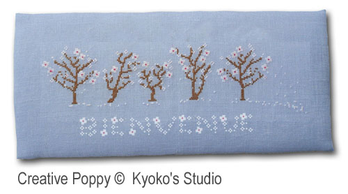 Bienvenue Printemps (Il neige de pétales de fleurs), grille de broderie, création Kyoko's Studio