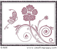 Rose et papillon - grille point de croix création Alessandra Adelaide - AAN
