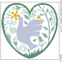 Coeur de colombe - grille point de croix - cr&eacute;ation Alessandra Adelaide - AAN