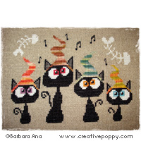 Quatuor de chats - grille point de croix - création Barbara Ana (zoom 2)