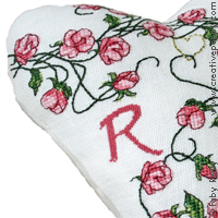 Sampler coeur \"Sweet roses\" - grille point de croix - création Faby Reilly (zoom 2)