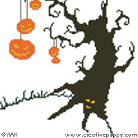 <b>L'arbre de Halloween</b><br>grille point de croix<br>création <b>Alessandra Adelaide - AAN</b>