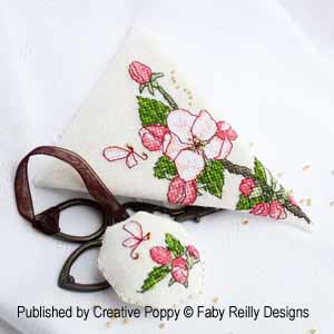 Faby Reilly - Etui &agrave; ciseaux - fleurs de pommier (grille point de croix)