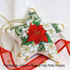 <b>Etoile de Noël aux Poinsettias</b><br>grille point de croix<br>création <b>Faby Reilly</b>