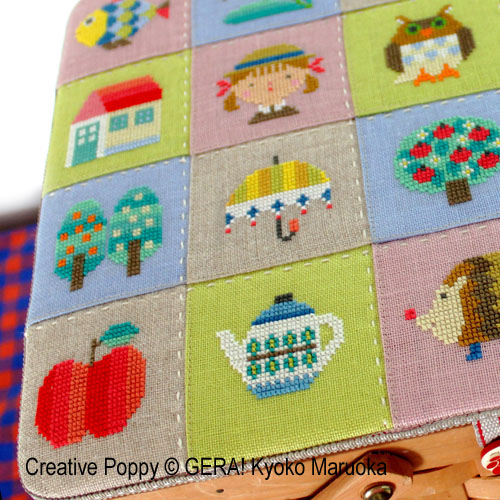 Mini motifs patchwork, grille de broderie, création GERA! Kyoko Maruoka