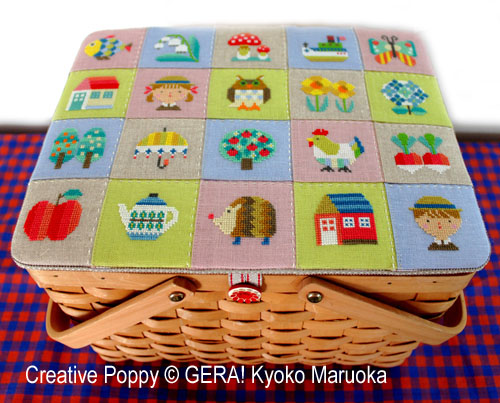 Mini motifs de patchwork, grille de broderie au point de croix, création Gera! par Kyoko Maruoka