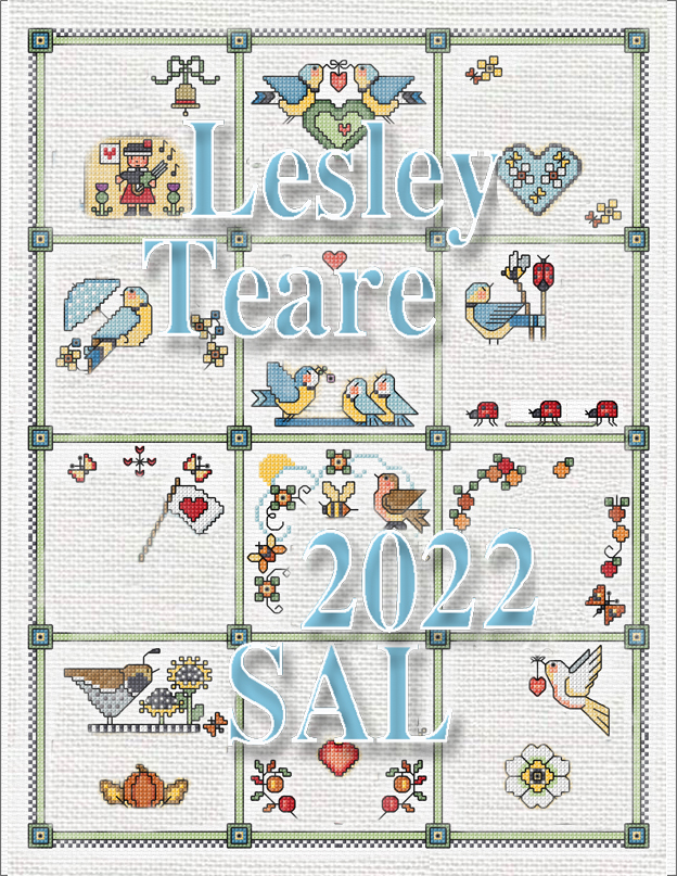 Grille Mystère: Les tasses de porcelaine - SAL 2021 Lesley Teare, grille de broderie, création Lesley Teare