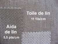 Aida de lin 5,5 pts/cm et étamine de lin 11 fils/cm
