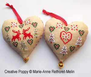 Coeurs de Noël, grille de broderie, création Marie-Anne Rethoret Melin