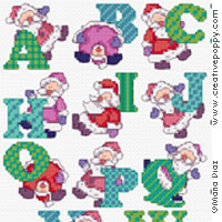 <b>Alphabet au Père Noël Joyeux</b><br>grille point de croix<br>création <b>Maria Diaz</b>