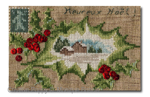 Heureux Noël - Carte postale - grille point de croix - création Monique Bonnin (zoom 3)