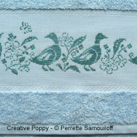 Les canards, motif pour drap de bain - grille point de croix - création Perrette Samouiloff
