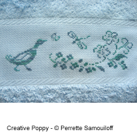 Les canards, motif pour serviette invit&eacute;s - grille point de croix - cr&eacute;ation Perrette Samouiloff