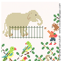 Bébé au zoo (grand modèle) - grille point de croix - création Perrette Samouiloff (zoom 3)