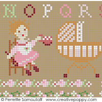 Bébé et Nounours - Pour petites filles - grille point de croix - création Perrette Samouiloff (zoom 2)
