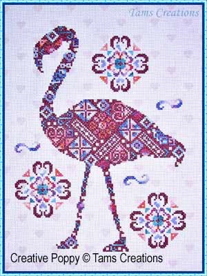 Tam\'s Creations - Flamingopatches, le flamand rose en patch (grille de broderie point de croix) (zoom 4)