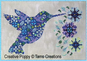 <b>Humminpatches - le colibri en patch!</b><br>grille point de croix<br><b>Tam's Creations</b>
