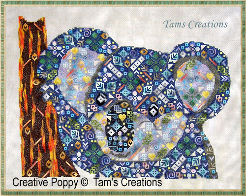 <b>Koala-in-patches</b><br>grille point de croix<br>création <b>Tam's Creations</b>