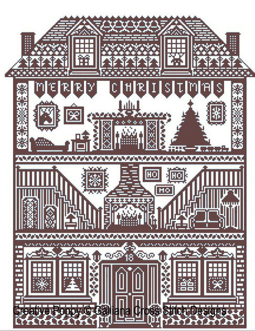 Maison de Noël, grille de broderie, création Galliana