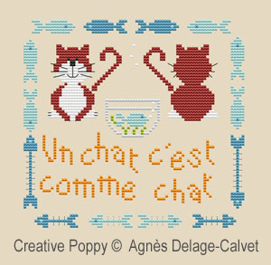 Agnès Delage-Calvet -  Un chat si sage - Grille de broderie au point de croix compté (zoom 3)