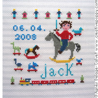 Jack - tableau de naissance gar&ccedil;on - grille point de croix - cr&eacute;ation Agn&egrave;s Delage-Calvet