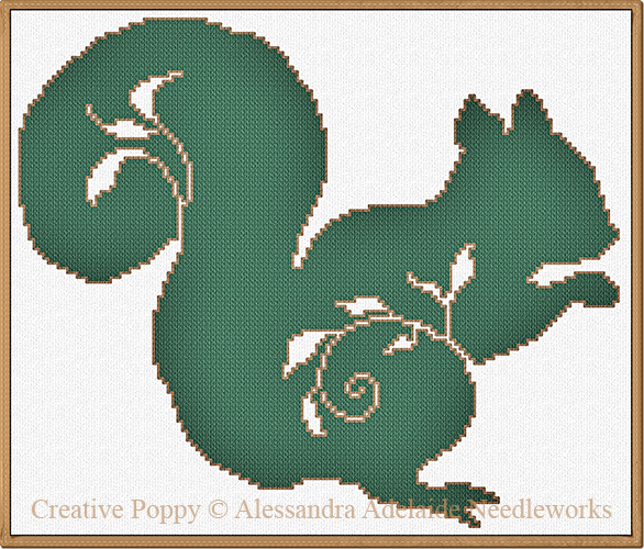 Animaux de la forêt : écureuil, grille de broderie au point de croix, création Alessandra Adelaide