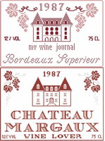 <b>Bordeaux et Château Margaux</b><br>grille point de croix<br>création <b>Monique Bonnin</b>