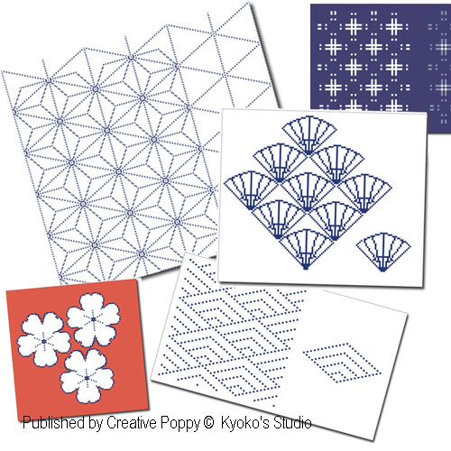 K\'s Studio - Les carnets du point de croix: 10 motifs traditionnels du Japon, zoom 1 (grille de broderie point de croix)
