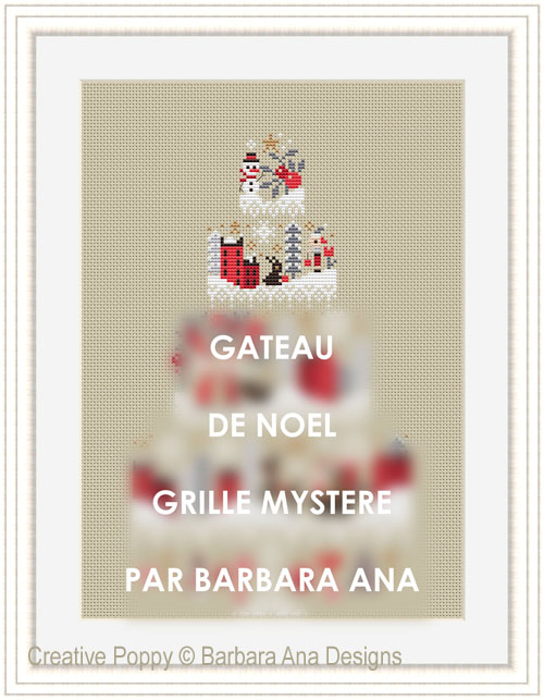 Le gâteau de Noël - Grille Mystère, grille de broderie, création Barbara Ana Designs