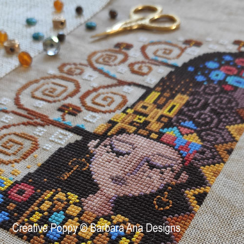 Barbara Ana Designs - Rêverie de Klimt, détail 1 (grille point de croix)