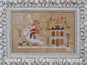 Noël à la colombe blanche, grille de broderie, création Barbara Ana