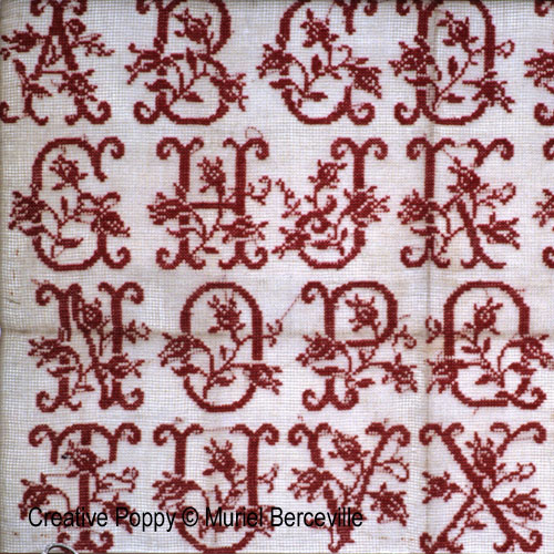 Muriel Berceville - Alphabet aux roses (cross stitch pattern chart ) (zoom1)