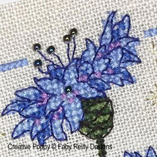 Faby Reilly Designs - Anthea - Juin - Bleuets, détail 2 (grille point de croix)