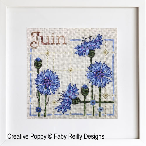 Faby Reilly Designs - Anthea - Juin - Bleuets, détail 4 (grille point de croix)