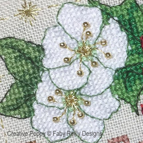 Faby Reilly Designs - Anthea - Decembre - Rose de Noël, détail 1 (grille point de croix)