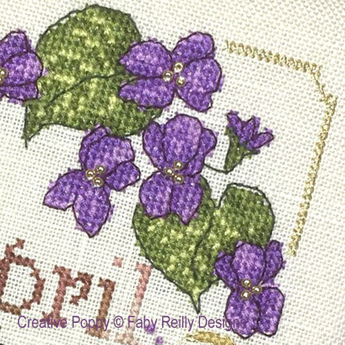 Faby Reilly Designs - Anthea - Avril - Violettes, détail 3 (grille point de croix)