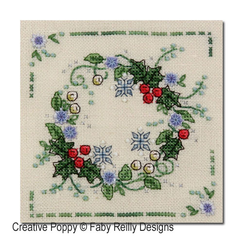 Faby Reilly - Couronne de Noël, zoom 4 (grille de broderie point de croix)