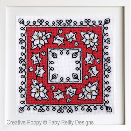 Faby Reilly Designs - Houx et Poinsettia (broderie au point d\'assise), détail 4 (grille point de croix)