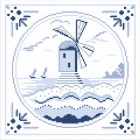 Bleu de Delft, grille de broderie au point de croix, création Monique Bonnin