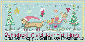 Le petit chien pressé - grille point de croix - création Gail Bussi - Rosebud Lane