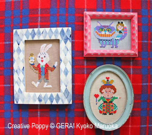 <b>Alice au pays des merveilles - 3 miniatures</b><br>grille point de croix<br>création <b>Gera! Kyoko Maruoka</b>