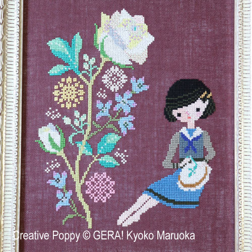 Gera! Kyoko Maruoka - Brodeuse aux Roses, zoom 3 (grille de broderie point de croix)