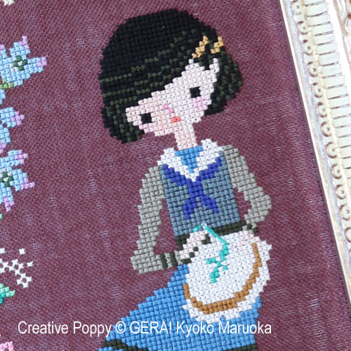 Brodeuse aux Roses, grille de broderie, création GERA! Kyoko Maruoka