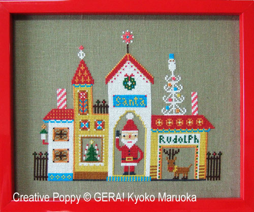 Gera! Kyoko Maruoka - La maison du Père Noël, zoom 4 (grille de broderie point de croix)