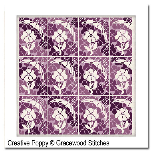 Mai - Il pleut des violettes, grille de broderie, création Gracewood Stitches