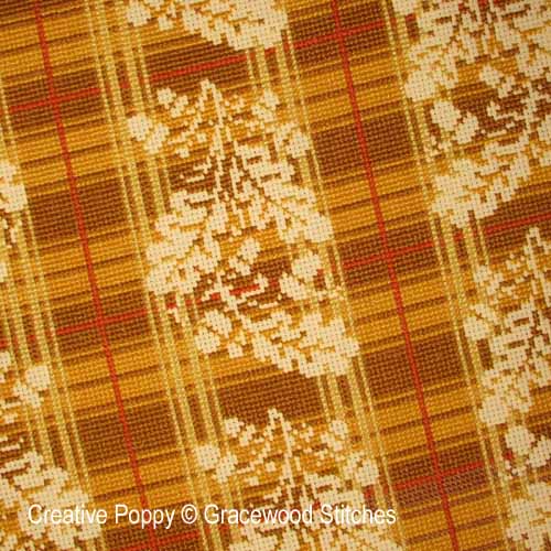 Gracewood Stitches - Octobre - Toile rustique au chêne, zoom 2 (grille de broderie point de croix)