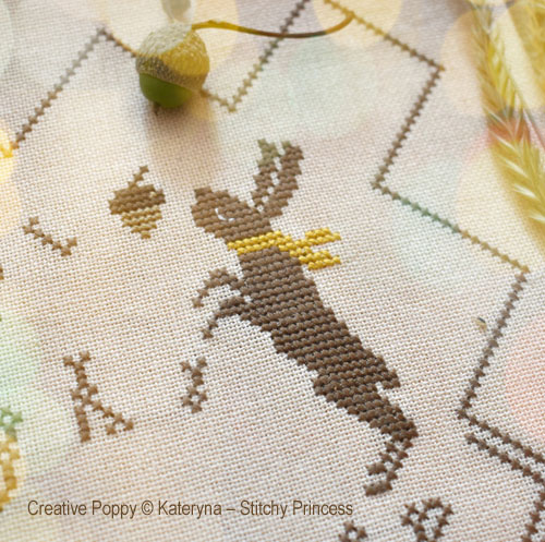 Kateryna - Stitchy Princess - marquoir aux lapins, détail 1 (grille point de croix)