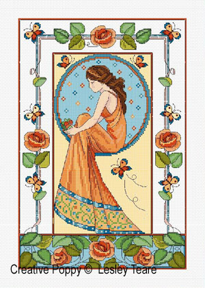 Lesley Teare - Art Decor Rose Lady (grille de broderie point de croix)